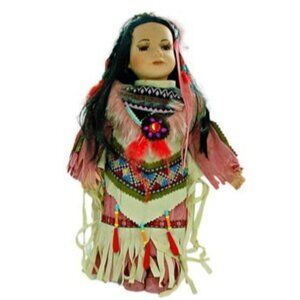 Golden Keepsake Native American Porcelain Doll Dressed Collector Vintage Sz 17"